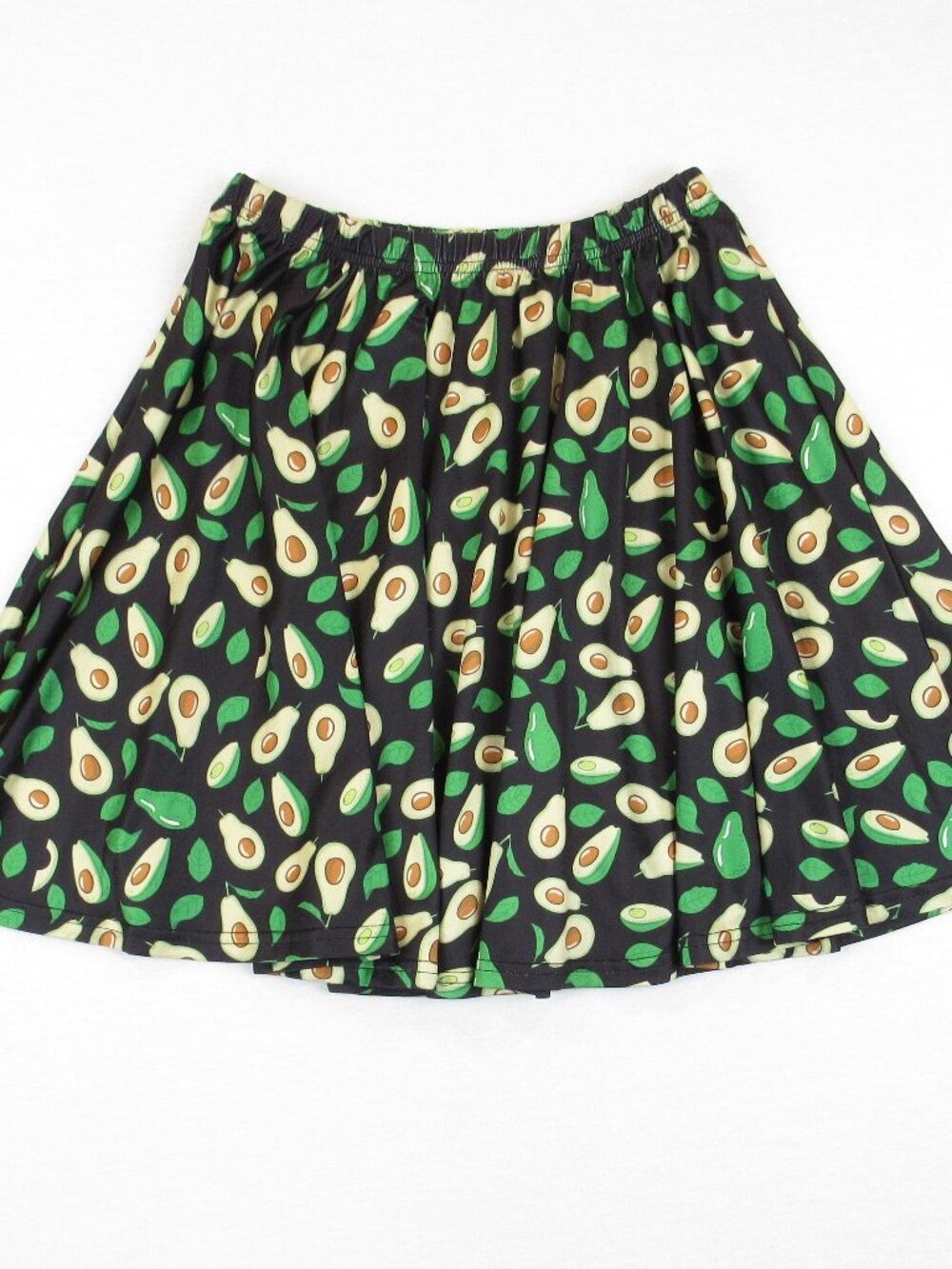 Fancyqube Women Skirt Size S Avocado Novelty Elastic Waist Full Circle
